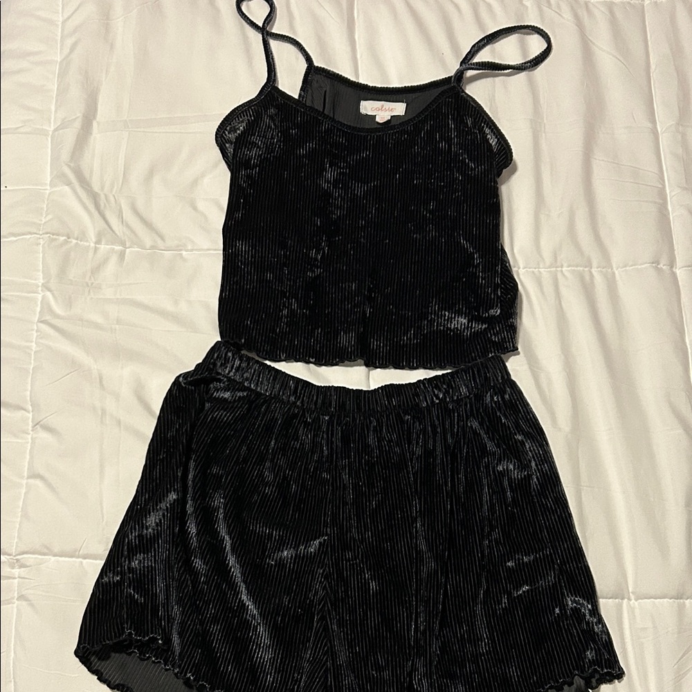 Colsie Black Velvet Pajama Set